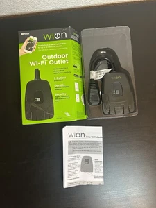 Woods Wion 50049 Outdoor WiFi Outlet Smart Plug 2 Grounded Outlets Black - Picture 1 of 1