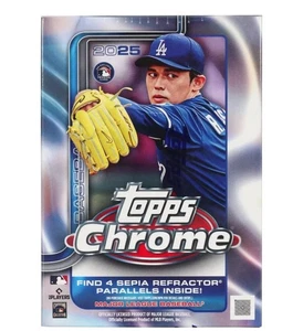 2025 Topps Chrome Baseball Sealed Blaster Box-7 Packs Per Box & Sepia Refractors - Picture 1 of 1