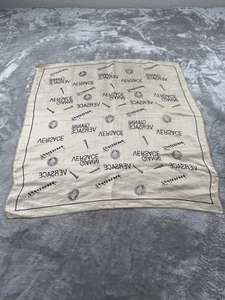 Gianni Versace Silk Scarf Logos Design Beige 21 In Approx - Picture 1 of 3