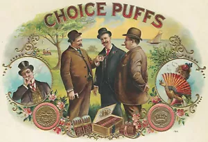 Antique CHOICE PUFFS Cigar Box Label T Shirt SMALL-XXXLARGE (F) - Picture 1 of 1