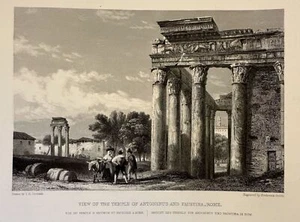 Temple Of Antoninus And Faustina Rome ROM Lithographie Der Smith Cromek 840 - Bild 1 von 2