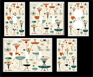 MID CENTURY MODERN #4 LIGHT SWITCH COVER PLATE   YOU PICK SIZE - Picture 1 of 29