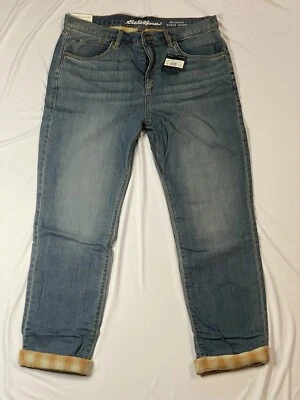 Eddie Bauer Women Size 12  Boyfriend Jeans Flannel Lined Relaxed Fit  New W/Tags - Image 1 of 4