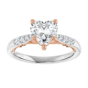 1 ct Heart Cut D-VVS1 Moissanite Wedding Engagement Ring S925 Sterling Silver - Picture 1 of 12