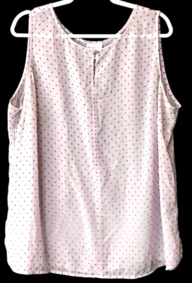 Liz Claiborne 2X Sleeveless Blouse Light Purple Polka Dot Pattern 95% Polyester - Image 1 of 4