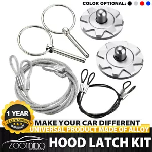 Kit de apariencia de bloqueo de capó de carreras de aluminio con billet CNC universal plateado - Imagen 1 de 8