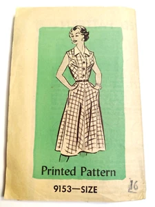 Dress 16 Sleeveless Collared Sewing 9153 Printed Pattern Mail Order VTG Trad - Picture 1 of 6