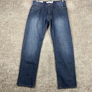 Indigo Star Slim Straight Fit Jeans Men's 33x32 Blue 5-Pocket Whisker Dark Wash - Picture 1 of 9