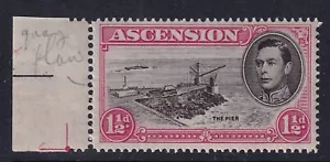 Ascension SG40da 1 1/2d Black and Rose-carmine Perf 14 DAVIT FLAW Cat 140 MNH - Picture 1 of 2