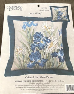Candamar Designs Lucy Wang Oriental Iris Pillow/Picture Needlepoint Kit #30926 - Picture 1 of 4