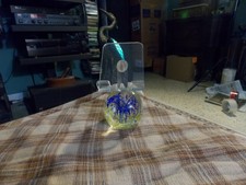 Blown Glass Acrylic Business Card Holder Stand Or Phone Stand VG !