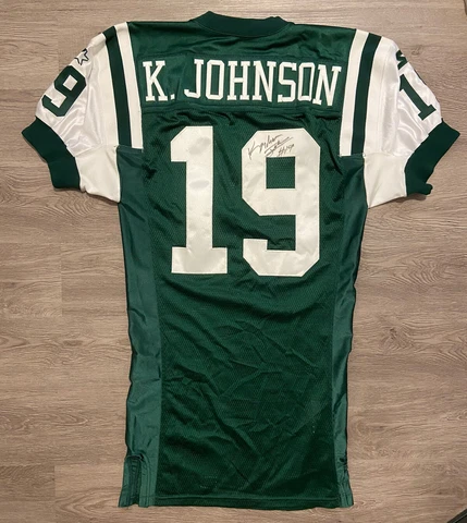 Starter Pro Line Keyshawn Johnson New York Jets Autographed Team Issued? Jersey Cover