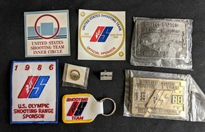 Lot 8 US SHOOTING TEAM Items Lapel Pins Keychain Patch Belt Buckle Decals - Picture 1 of 6