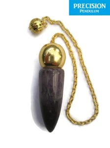 Solid Egyptian Amethyst Gemstone Precision Pendulum w/ Chain Crystal Healing - Picture 1 of 4
