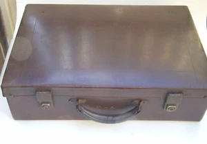 SOLID HIDE SMALL SUITCASE MADE BY E&L ADAMS SYDNEY 18'' LEATHE CASE VINTAGE - Picture 1 of 15