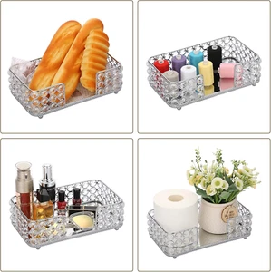 Stylish Bathroom Guest Towel Holder Crystal Napkin Tray for Bathroom Vanity Toil - Picture 1 of 7