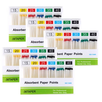 5X AZDENT Dental Absorbent Paper Point Taper .06 15-40# Root Canal Cleaning Tip - Image 1 of 4