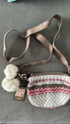 Juicy Couture Fair Isle Nordic Pom Pom Crossbody Purse Shoulder Bag NWT $128 - Image 1 of 4