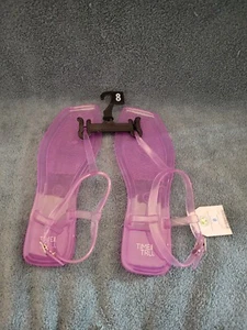 Time And Tru Jelly Thong Women's Flip Flop Shoes Size 8 Lavender Beach Sandals - Picture 1 of 4