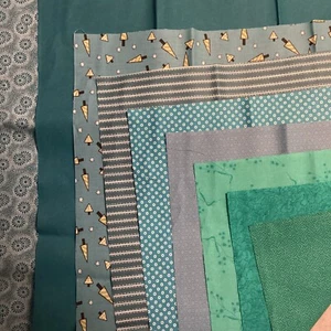 8 Fabric Fat Quarters Green Patterns by Connecting Threads - Picture 1 of 2