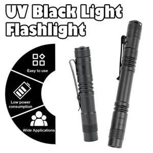 Uv Flashlight 365nm Ultraviolet Torch With Pen Clip Mini Led Small Blacklight - Picture 1 of 11