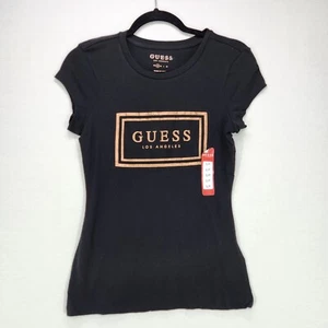 Guess TShirt Adult Small Short Sleeve Los Angeles Black Gold Mesh Women’s - Picture 1 of 10