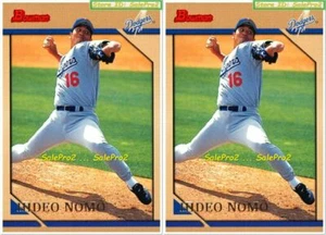 2x Bowman 1996 Video Nomo MLB Los Angeles Dodgers Superstar #5 Mint Cards Lot - Bild 1 von 2