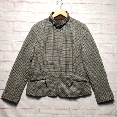 Talbots Jacket Womens 16 Gray Brown Plaid Wool Blend Heritage Riding Equestrian - Image 1 of 4