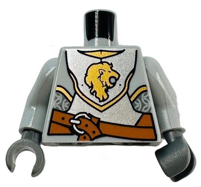 LEGO Caballero León Minifigura Torso Teniente Gris Azulado Armadura Pechera León Dorado D414 Foto 1 de 3