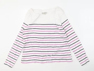Hobbs Women's White Striped Cotton Boat Neck T-Shirt L - Picture 1 of 12
