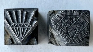 Letterpress Print Block Cuts Diamonds Gems - Picture 1 of 2
