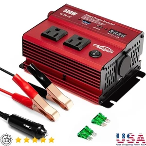 500W Wechselrichter DC zu AC mit USB Ladeanschlüssen & Zigarettenanzünder Adapter - Bild 1 von 7