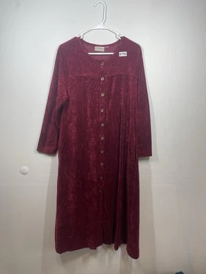 Coldwater Creek Robe 女式勃艮第红色丝绒休闲长裙,无尺寸 — 第 1/4 张图片