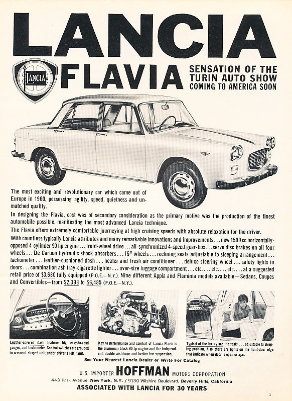Lancia Flavia Turín 1961 - Anuncio publicitario clásico vintage A83-B Foto 1 de 1