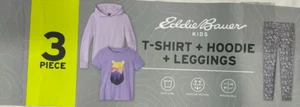 Eddie Bauer Girl's 3 Piece Set, T-Shirt, Hoodie, Legging (LAVENDER S 7/8)NWT - Picture 1 of 1