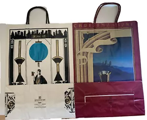 Vintage 1980s Bloomingdales Shopping Bag Christmas art deco Paper NYC 16x12" US - Picture 1 of 24
