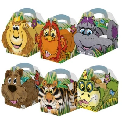 MUSTBEBONKERS Jungle Party Boxes Zoo Animal Birthday Childrens Kids Picnic Food Meal Box Plate