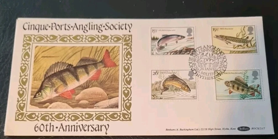 1983 GB British River Fish Benham BOCS(2)17 FDC Cinque Ports Angling Soc Hythe d - Image 1 of 1