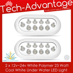 2 X 12V 24V 23W BLANCO LED BARCO PESCA SUBMARINA CALAMAR LUCES MONTADAS EN EL ESPEJO DE POPA - Imagen 1 de 5