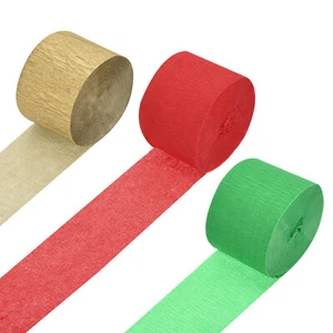 Crepe Paper Christmas Theme Paper Streamers - 1.8 Inch x 82 Feet / 3 Roll - Picture 1 of 6
