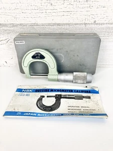 Vintage NSK Micrometer Silver Japan 0-1” 0.0001” W/Case & Instructions - Picture 1 of 4