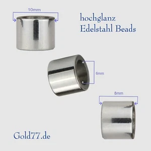 Beads Perlen Edelstahl Silber Glatt | Gross-Loch 6mm | Bartperle | 1/2/5 Stück - Bild 1 von 1