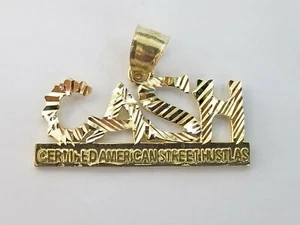 10k Yellow Gold Lucky Cash Men Charm Pendant Diamond Cut Design  - Picture 1 of 6