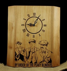 Wooden desk clock Peaky Blinders design handcrafted pyrography home decor art 20 - Picture 1 of 1