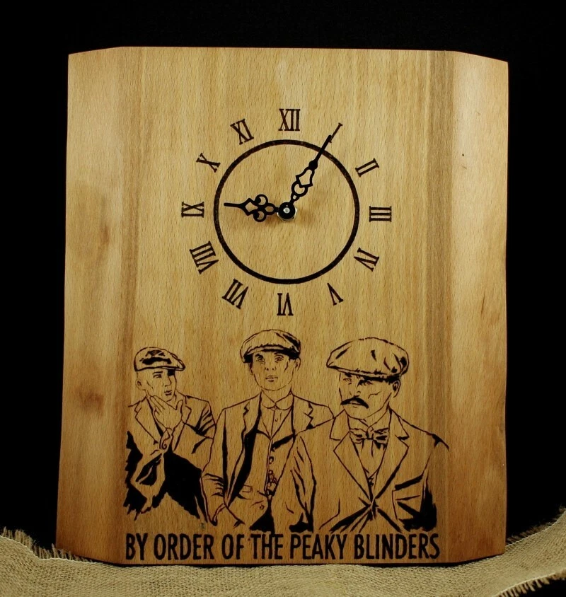 Wooden desk clock Peaky Blinders design handcrafted pyrography home decor art 20 - Image 1 of 1