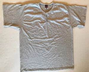 Vintage Alleson Athletic T Shirt Men 2XL Light Gray Henley Button Neck New - Picture 1 of 6