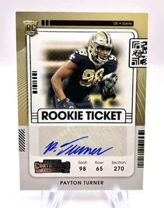 2021 Contenders Payton Turner Rookie Ticket  Auto #156 Saints RC Signed - Picture 1 of 3