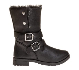 Sara Z Ladies Pu Moto Boot with Snap Closure (Black), Size 6 - Picture 1 of 1