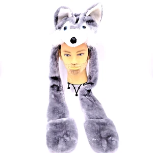 Sombrero de Lobo Novedad Gorra Animal Halloween Disfraz Gorro Con Patas Largas Con Bolsillos - Imagen 1 de 3