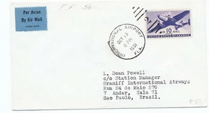 US 1951 Braniff Airlines First Flight Cover #C23 Miami to São Paulo Brazil - Picture 1 of 2